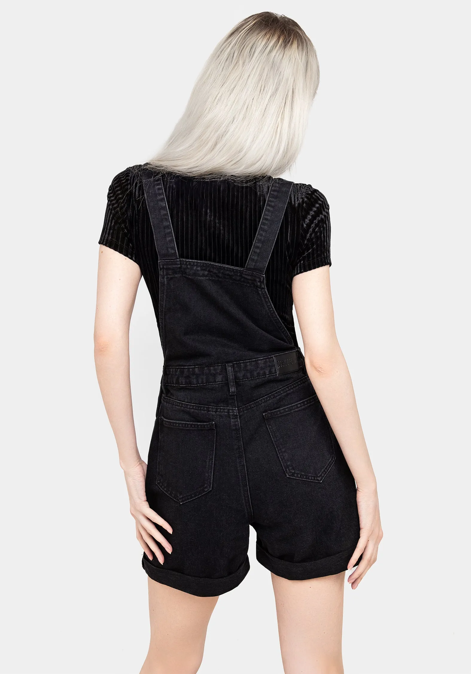 Smart Model Urban Classic Papillion Embroidered Denim Dungaree Shorts