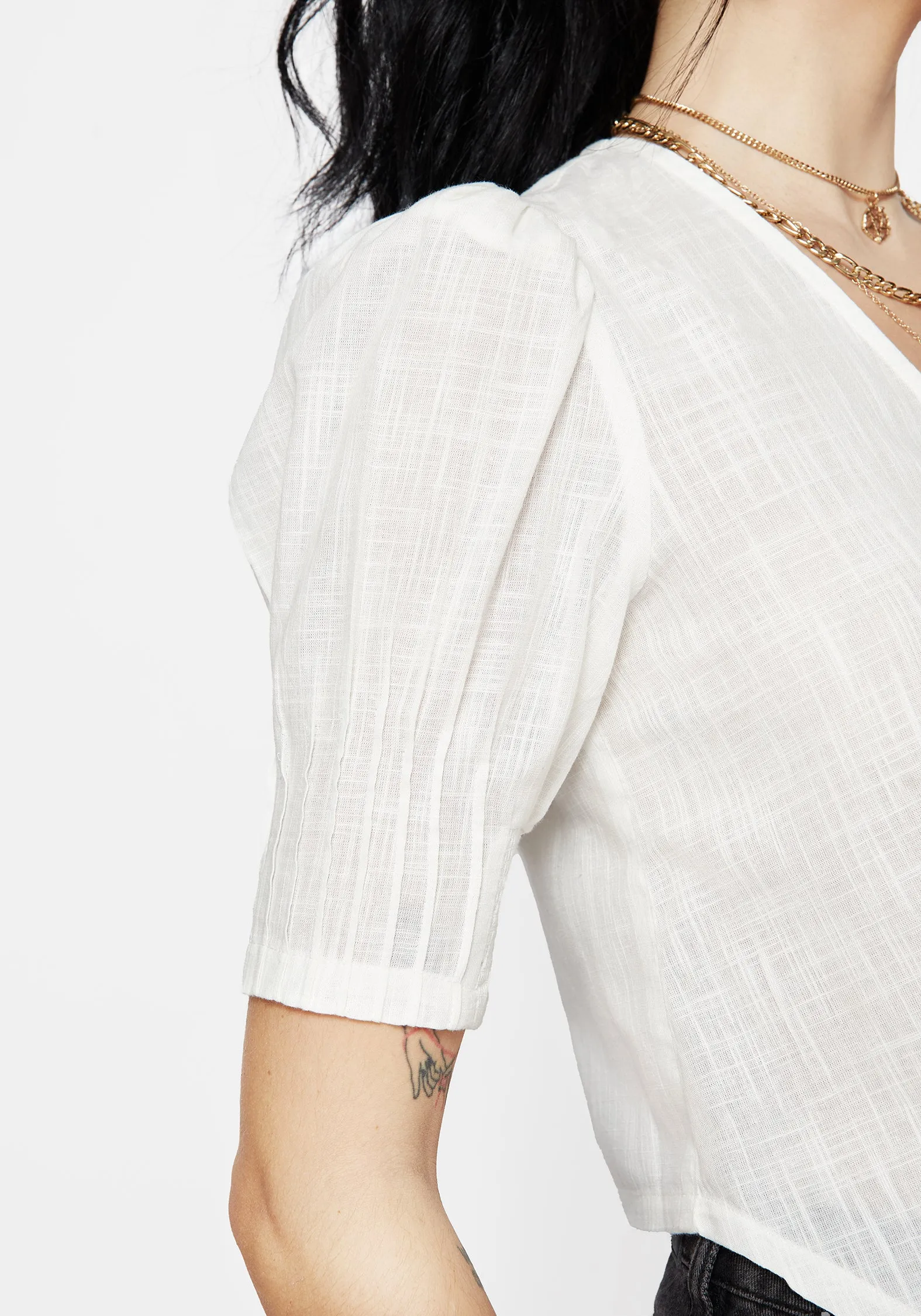 Heat Regulating Fabric OEKOTEX Certified Fabric Parilia Cotton V Neck Blouse Top