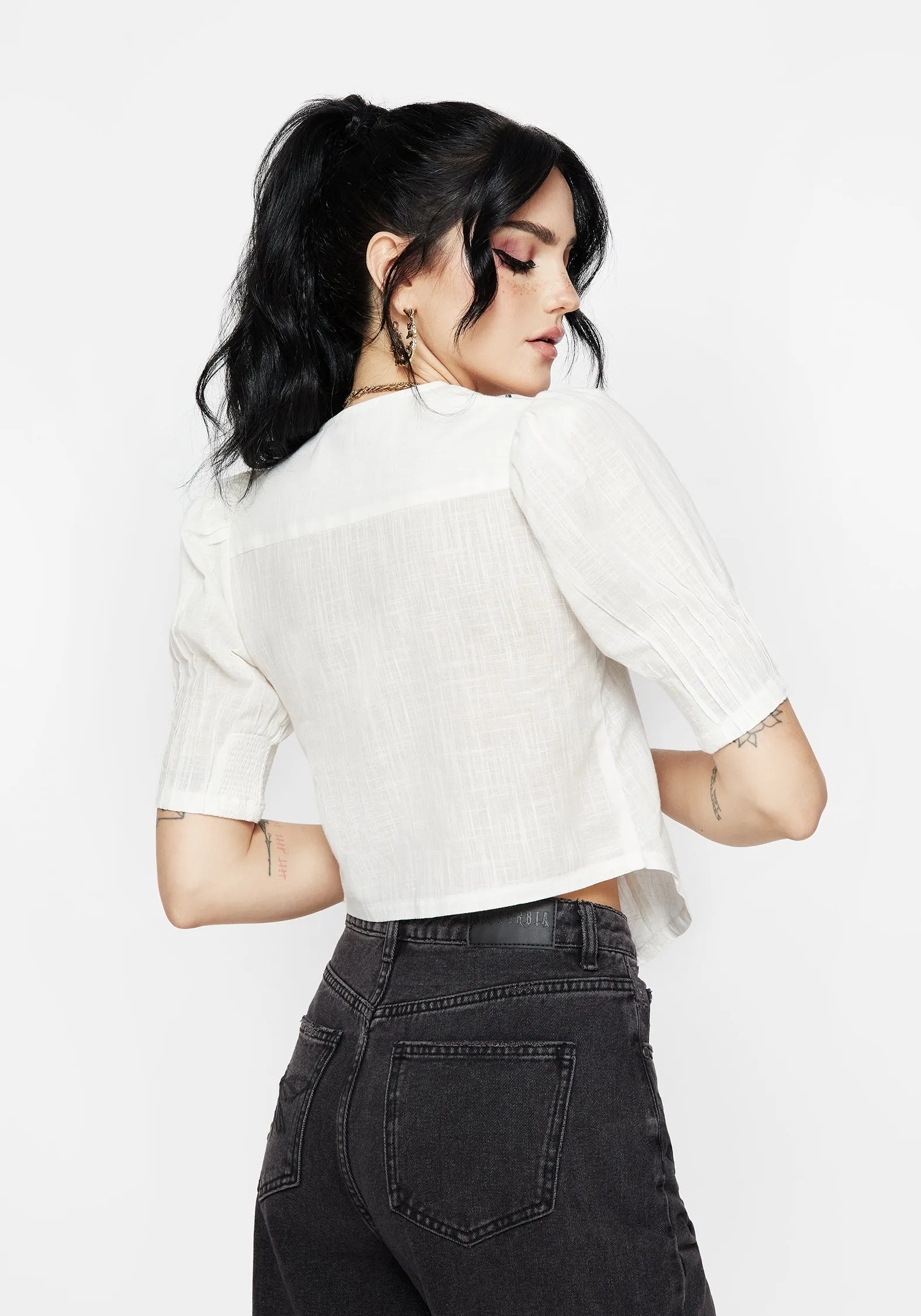 Parilia Cotton V Neck Blouse Top Oversized Silhouette