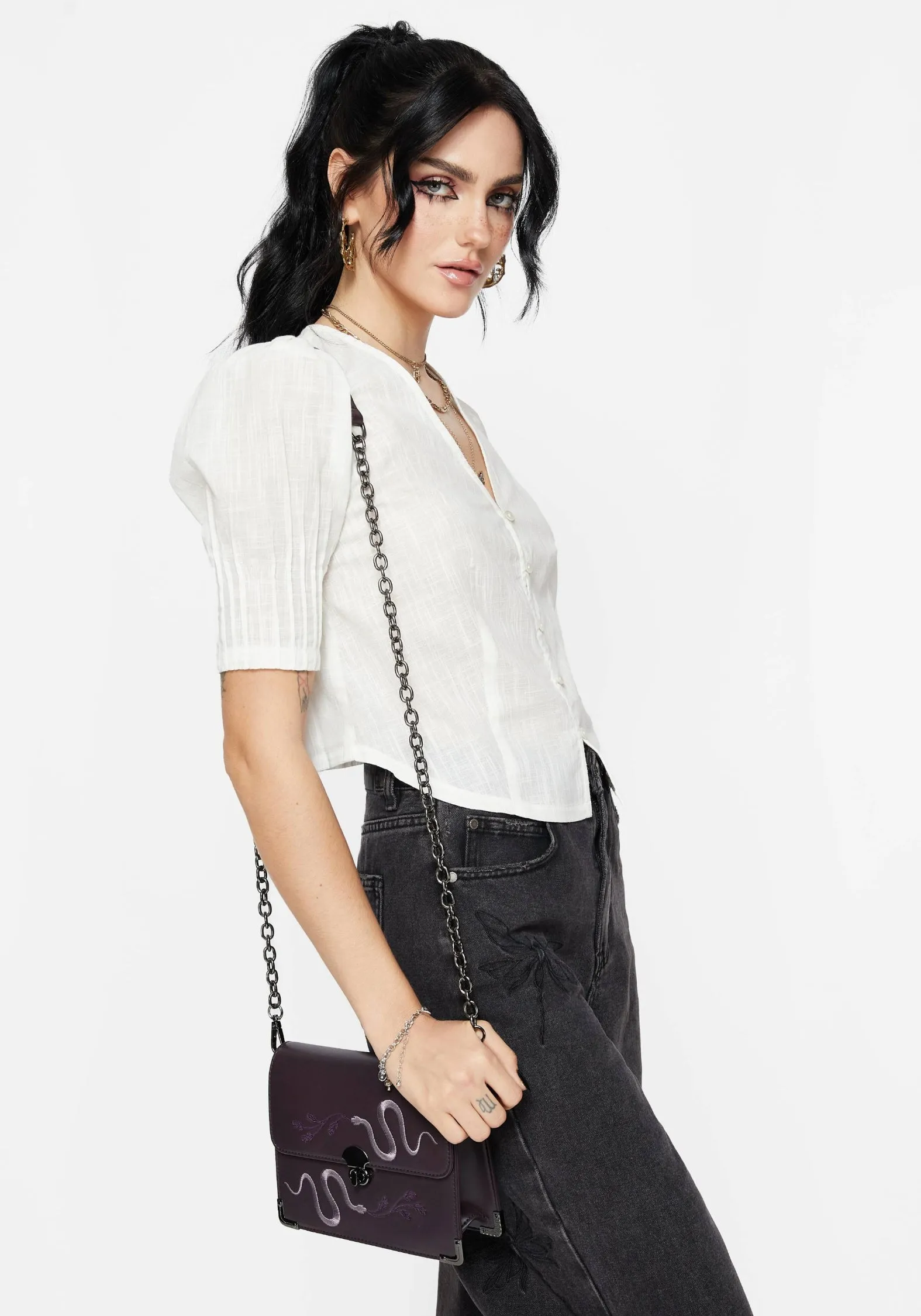 StainResistantFinish Parilia Cotton V Neck Blouse Top