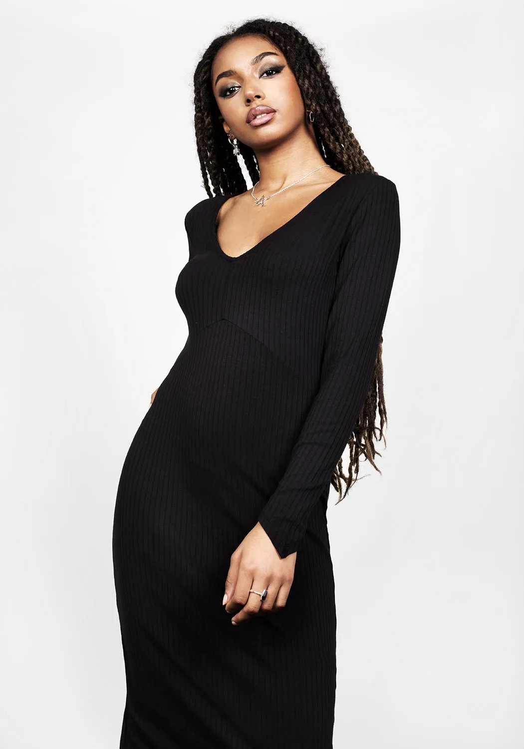 Boho Aesthetic VAMPIRA V-NECK MIDI DRESS