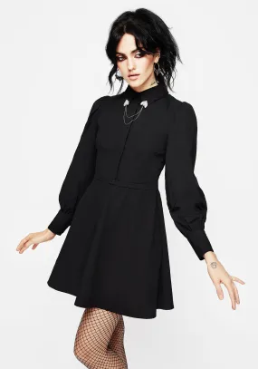 Styx Moth Collar Chain Mini Shirt Dress Breathable Comfort