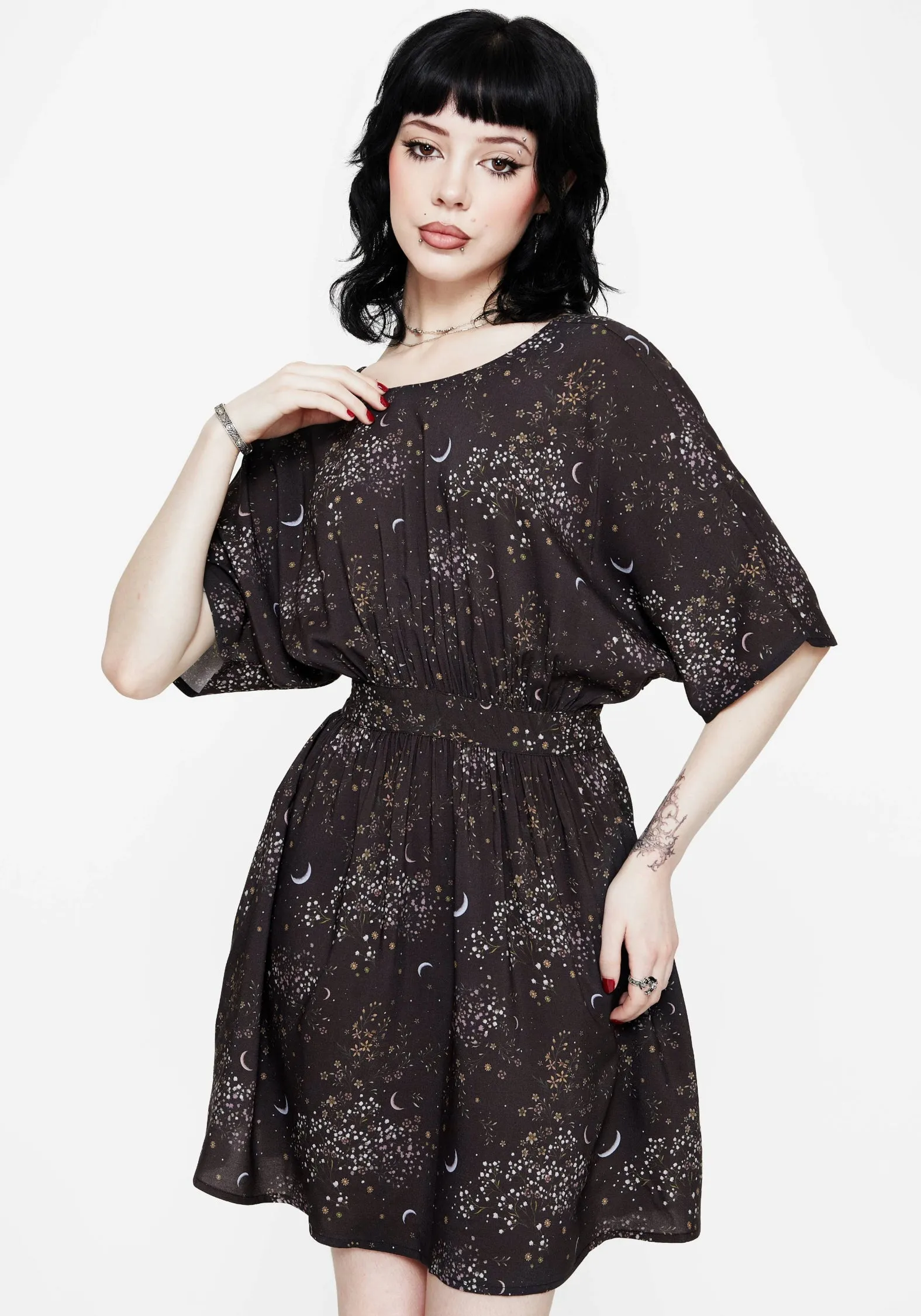 Peaseblossom Celestial Tie Back Mini Dress Office Wear Airy Fit