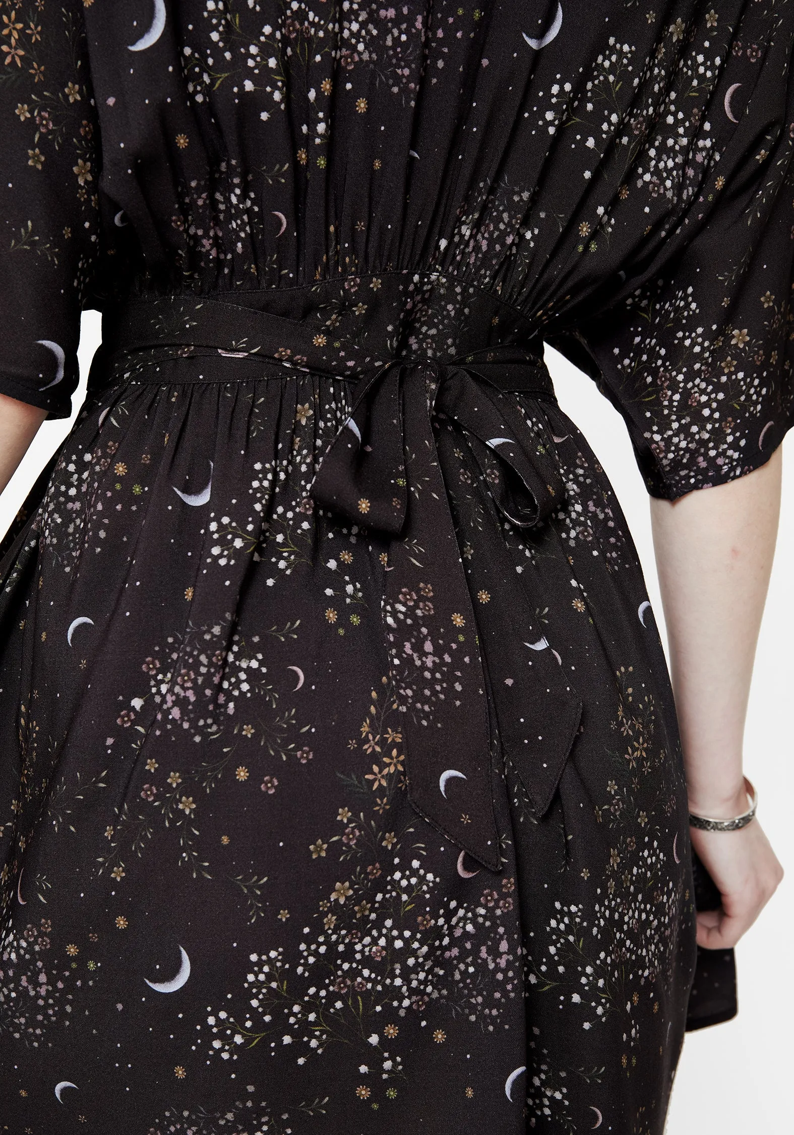 Peaseblossom Celestial Tie Back Mini Dress Comfortable fit-and-flare dress AntiStaticMaterial