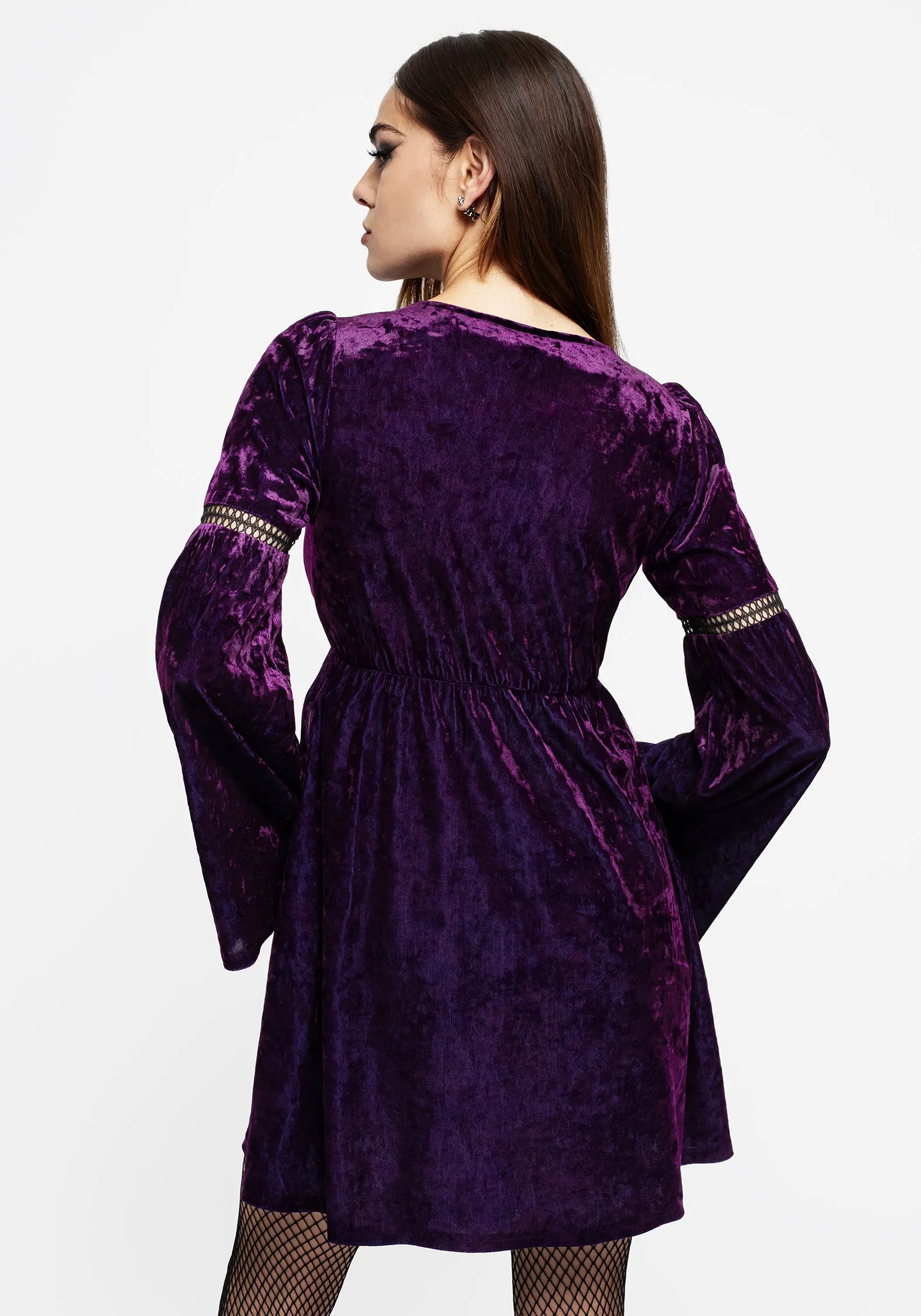 Heartache Crushed Velour Lace Mini Dress Eco-Lining Bust-Enhancing