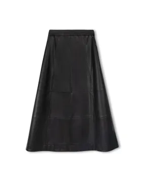 Fresh Look Breathable Material Leather Seam Detailed A Line Skirt