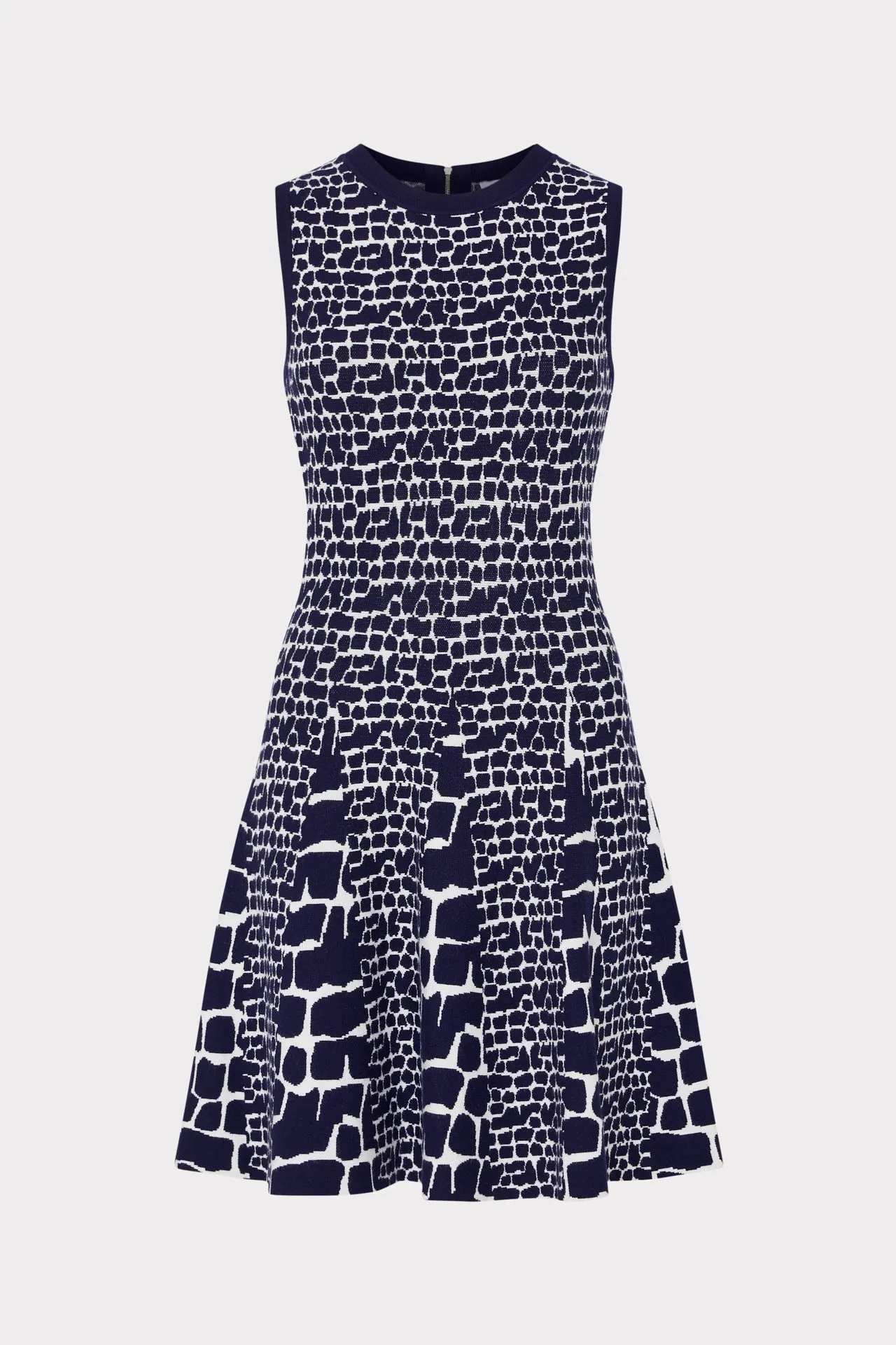 Head Turn Tile Wave Jacquard Knit Mini Dress