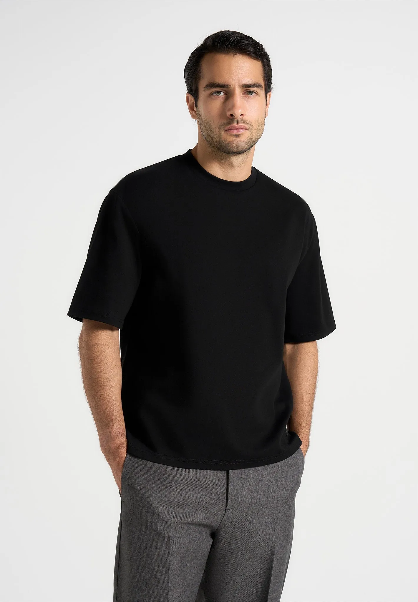 Paul - Relaxed Fit T-Shirt - Black Reinforced Collar Reinforced Elasticity