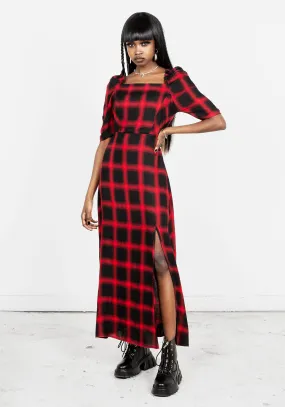 Pennyroyal Check Midi Dress Color-Blocked