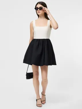 Texture Play Relax Style Taffeta Square Neck Mini Dress