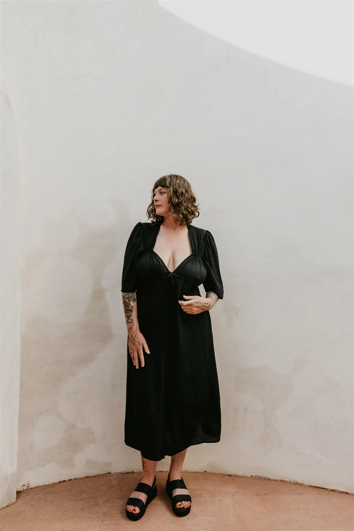 Street-Style Tyrah Dress in Black Challis