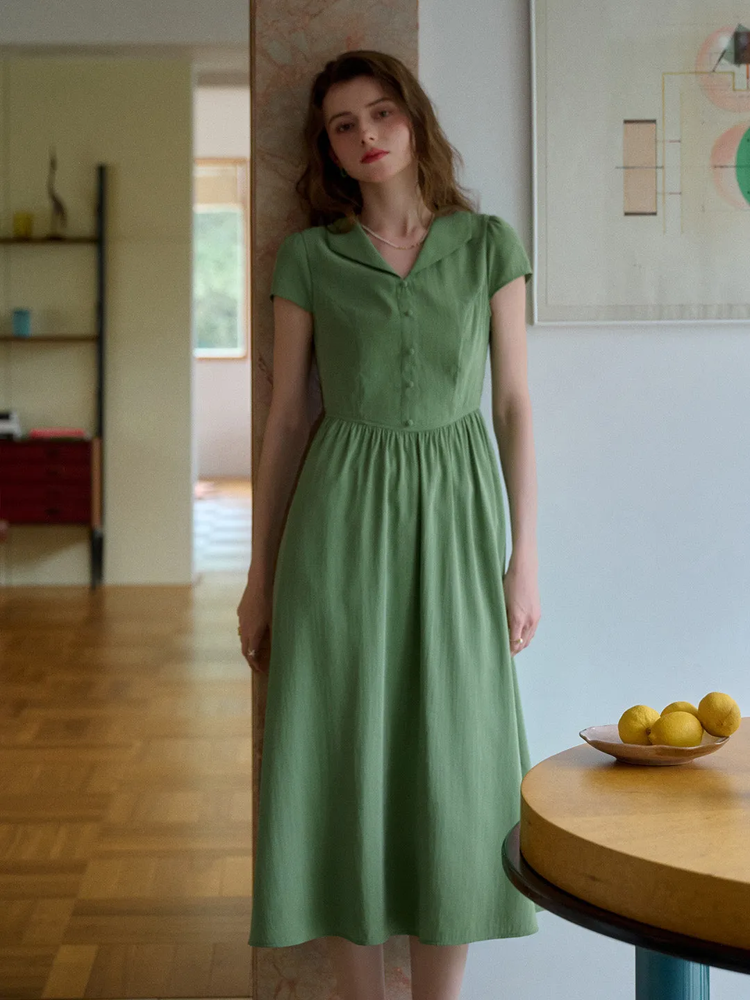 Elsie V-Neck Waist Modal Dress spring fashion Minimal Fit