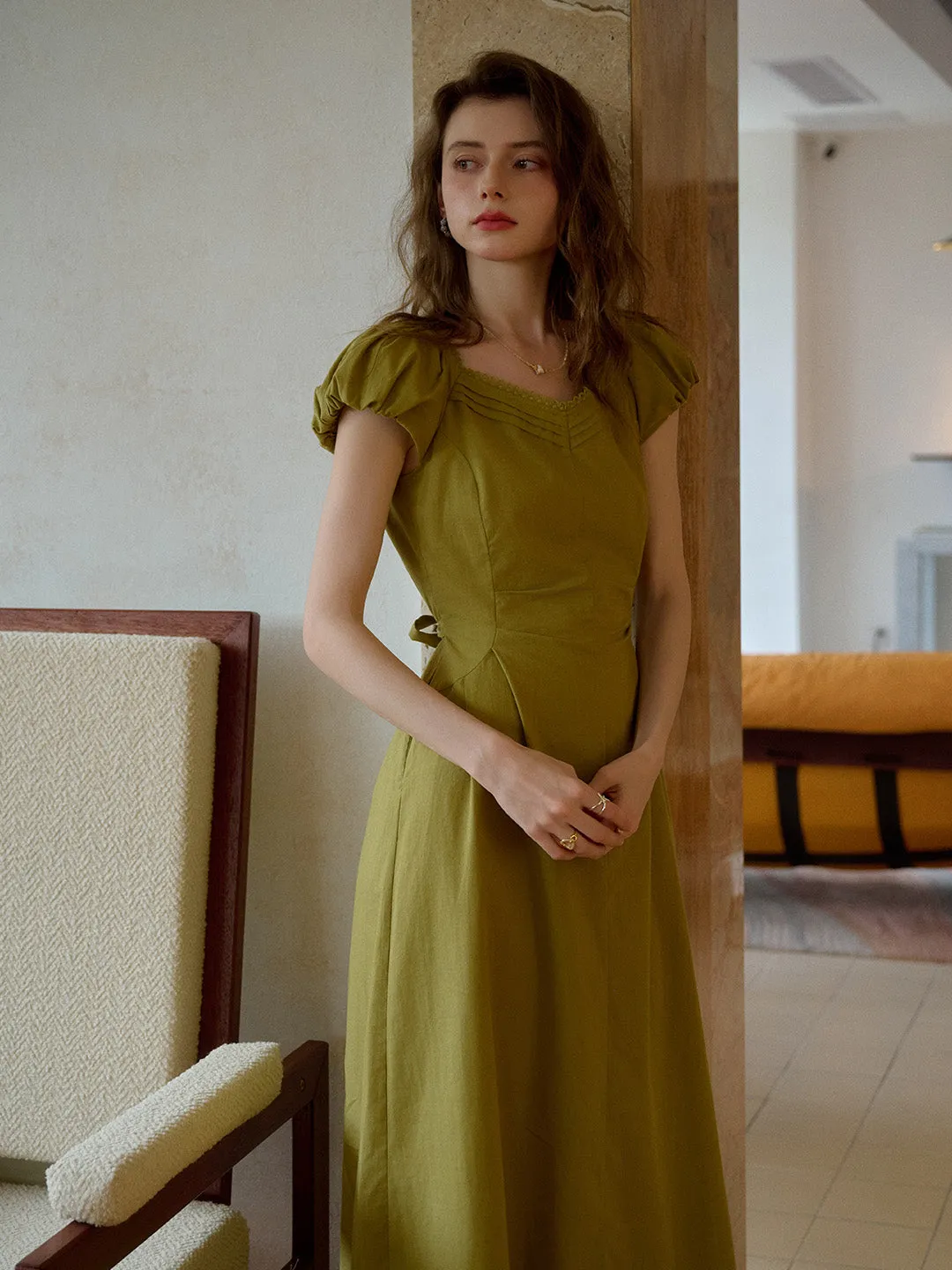 June Sweetheart Neck 100% Cotton Dress Elegant Flow