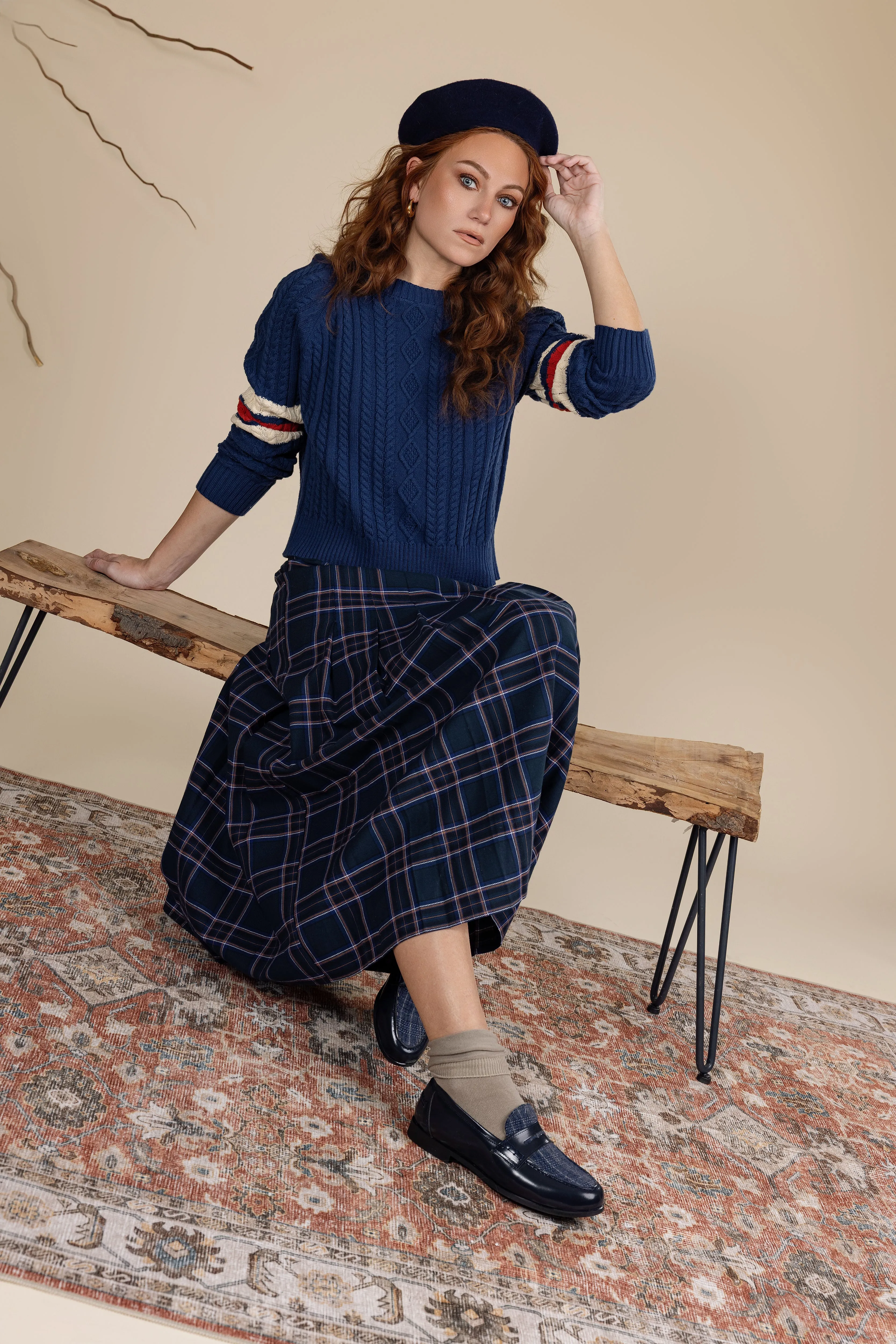 Cozy Fashion Flexible Design Sleeve Detail Cable Knit Sweater