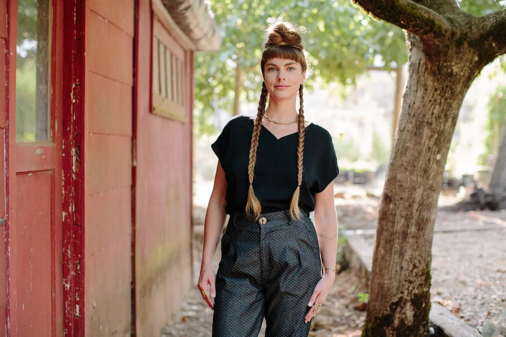 Perfect Pant 2.0 in Polka Dot Denim ErgonomicArticulatedDesign Layered Wear