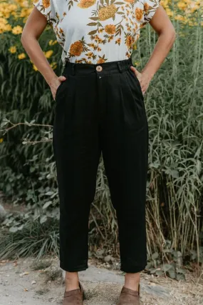 Perfect Pant in Black Linen Neutral Style Soft Feel
