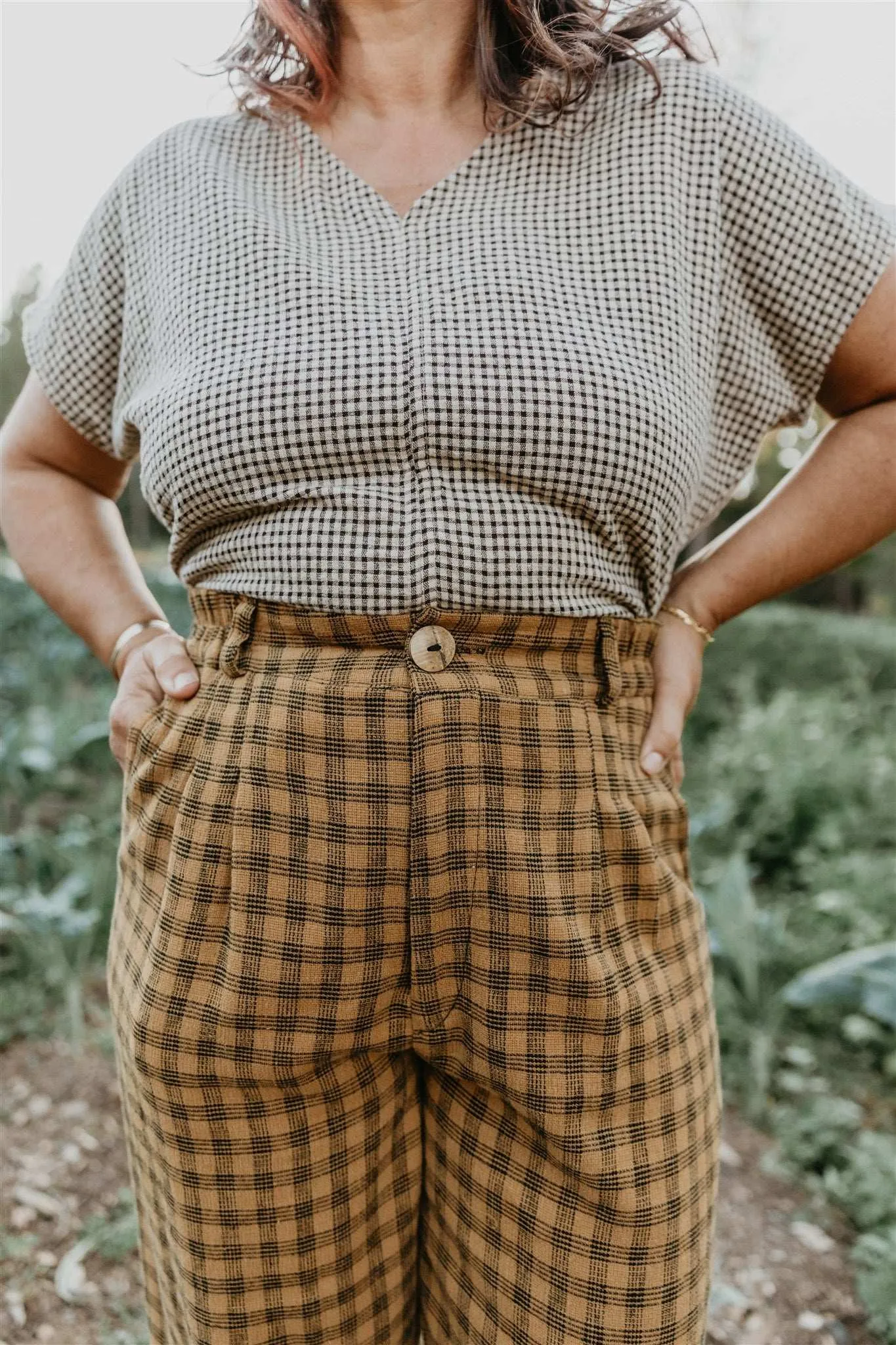 Perfect Pant in Brown Checker Layer Comfort Soft and Cozy