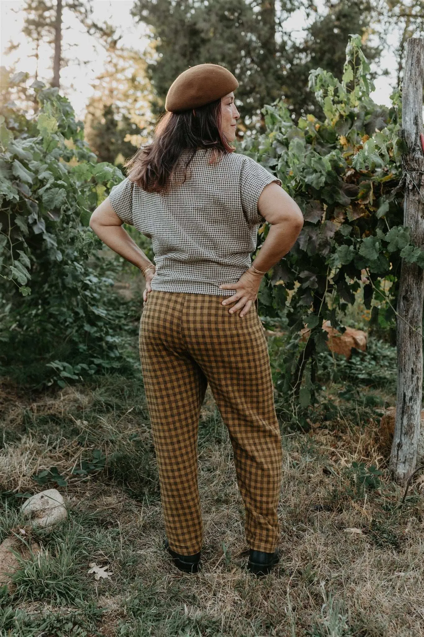 Perfect Pant in Brown Checker Statement Piece