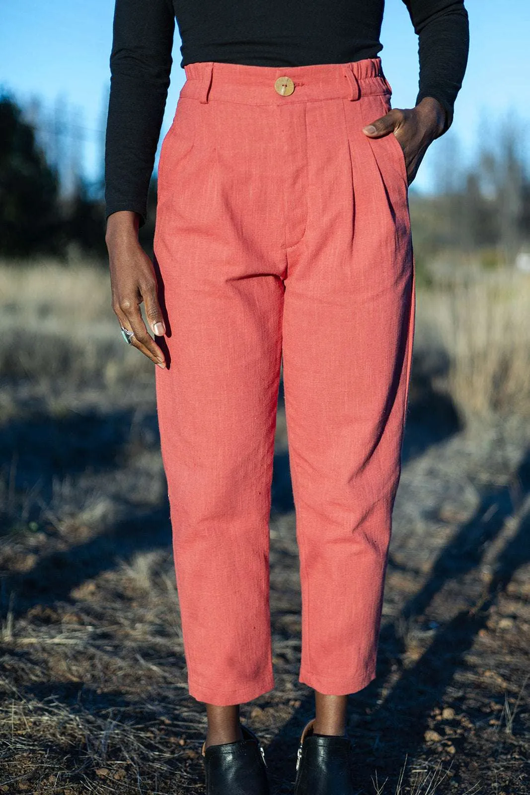 Perfect Pant in Red Sherbert Canvas DoubleLayeredFabric