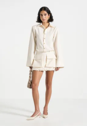 Laure - Cargo Shirt Mini Dress - Cream Fit for All Seasons