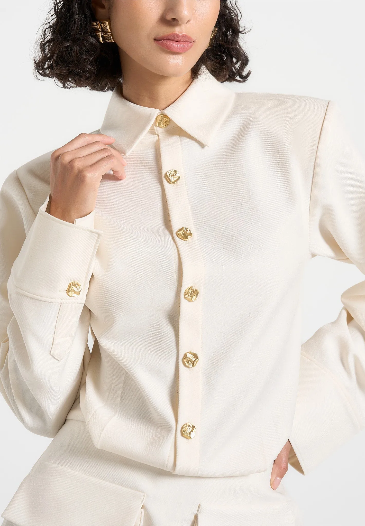 Daily Go Laure - Cargo Shirt Mini Dress - Cream