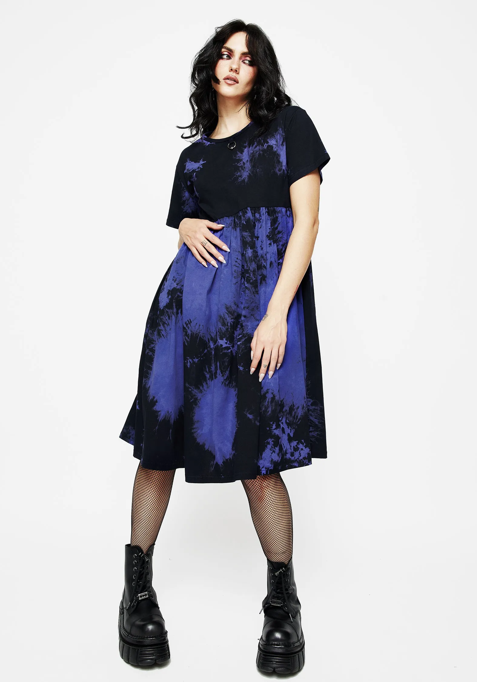 Spring Vibe Purple Haze Midi Skater Dress