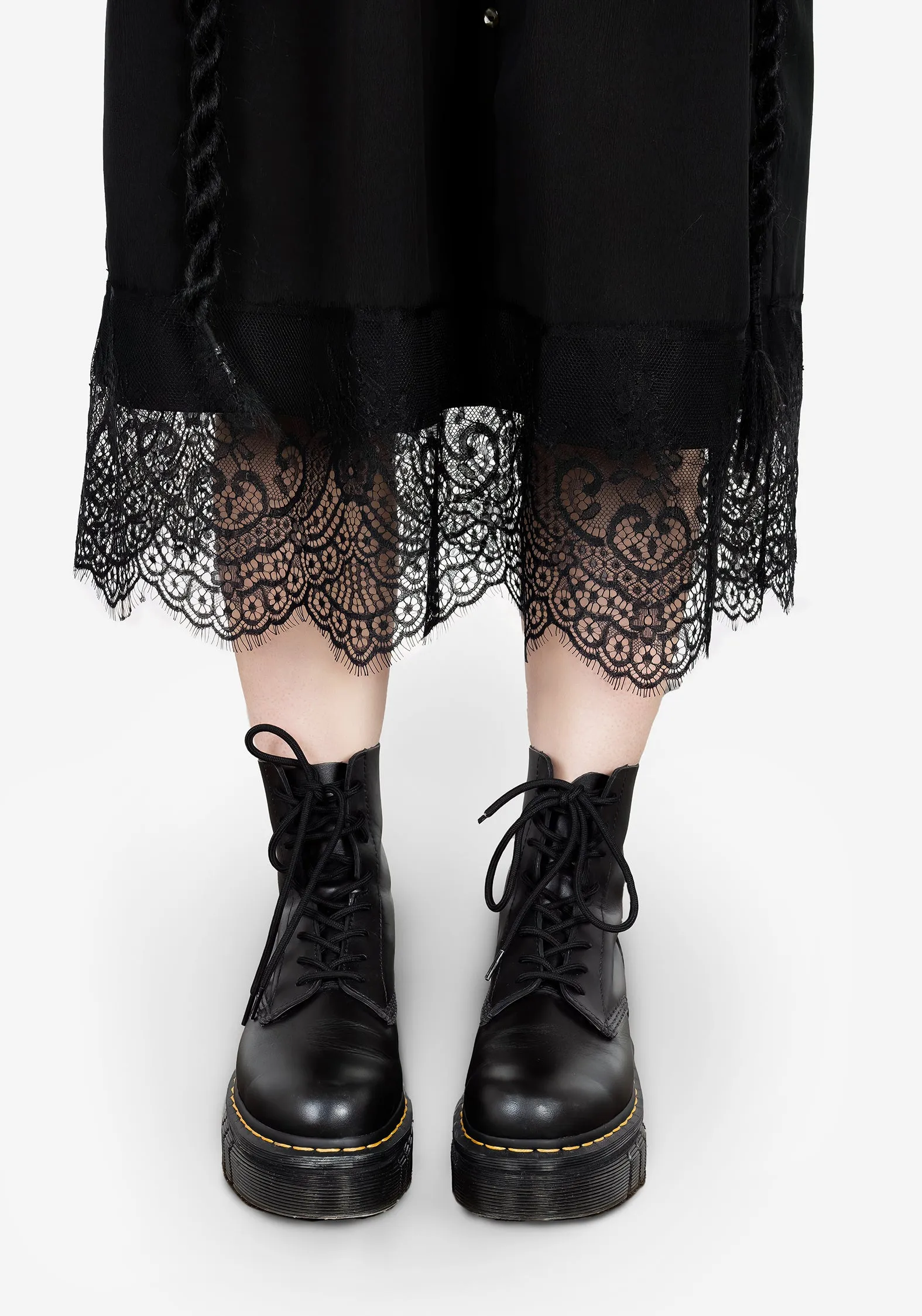 Machine washable Windy Ready Mortuary Lace Button Up Midi Dress
