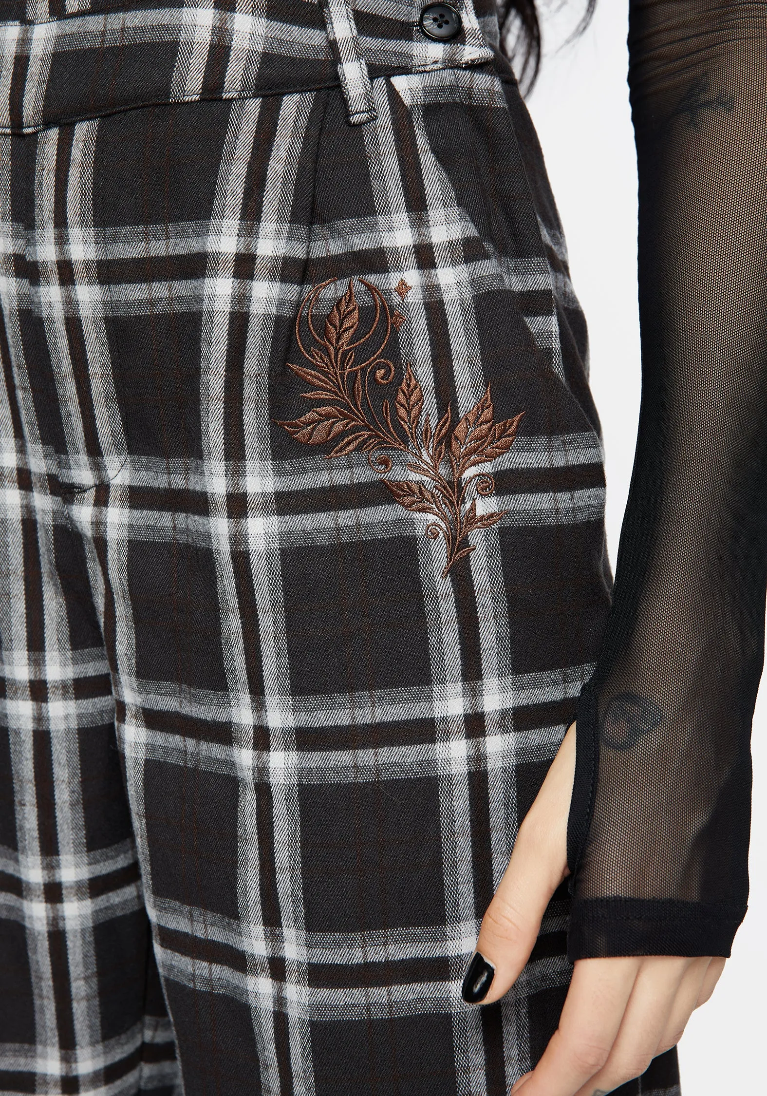 Creative Look Persimmon Embroidered Check Dungarees