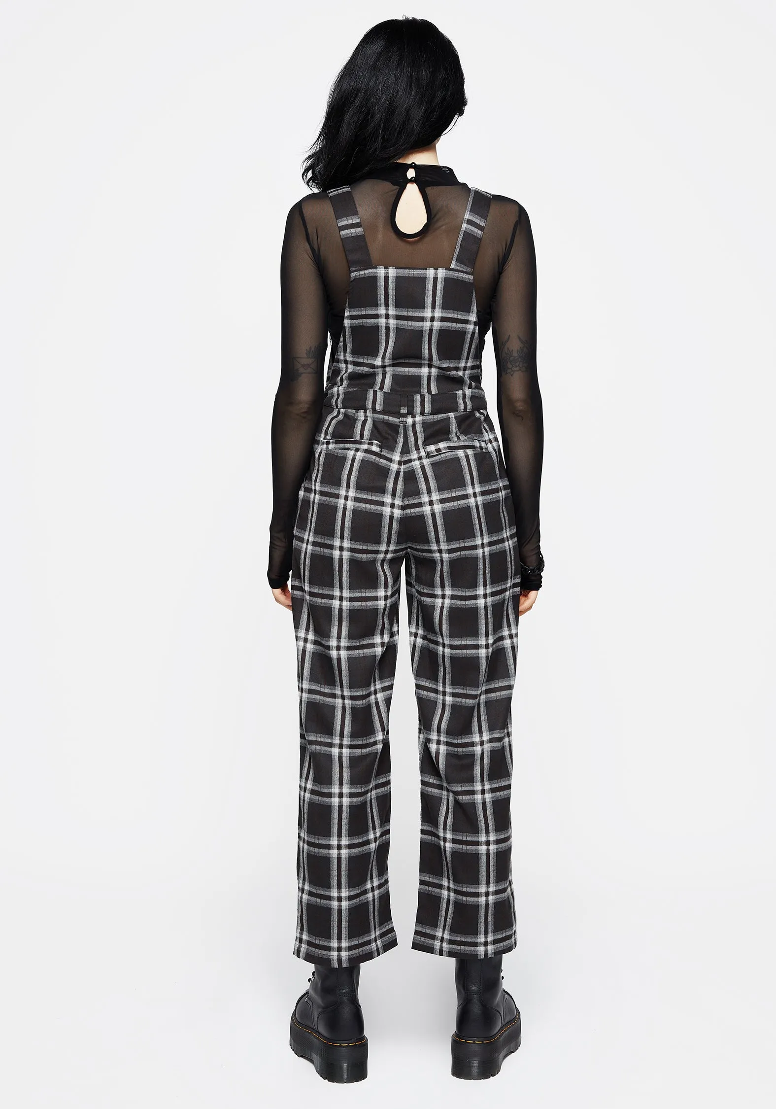 Persimmon Embroidered Check Dungarees Outdoor Sharp