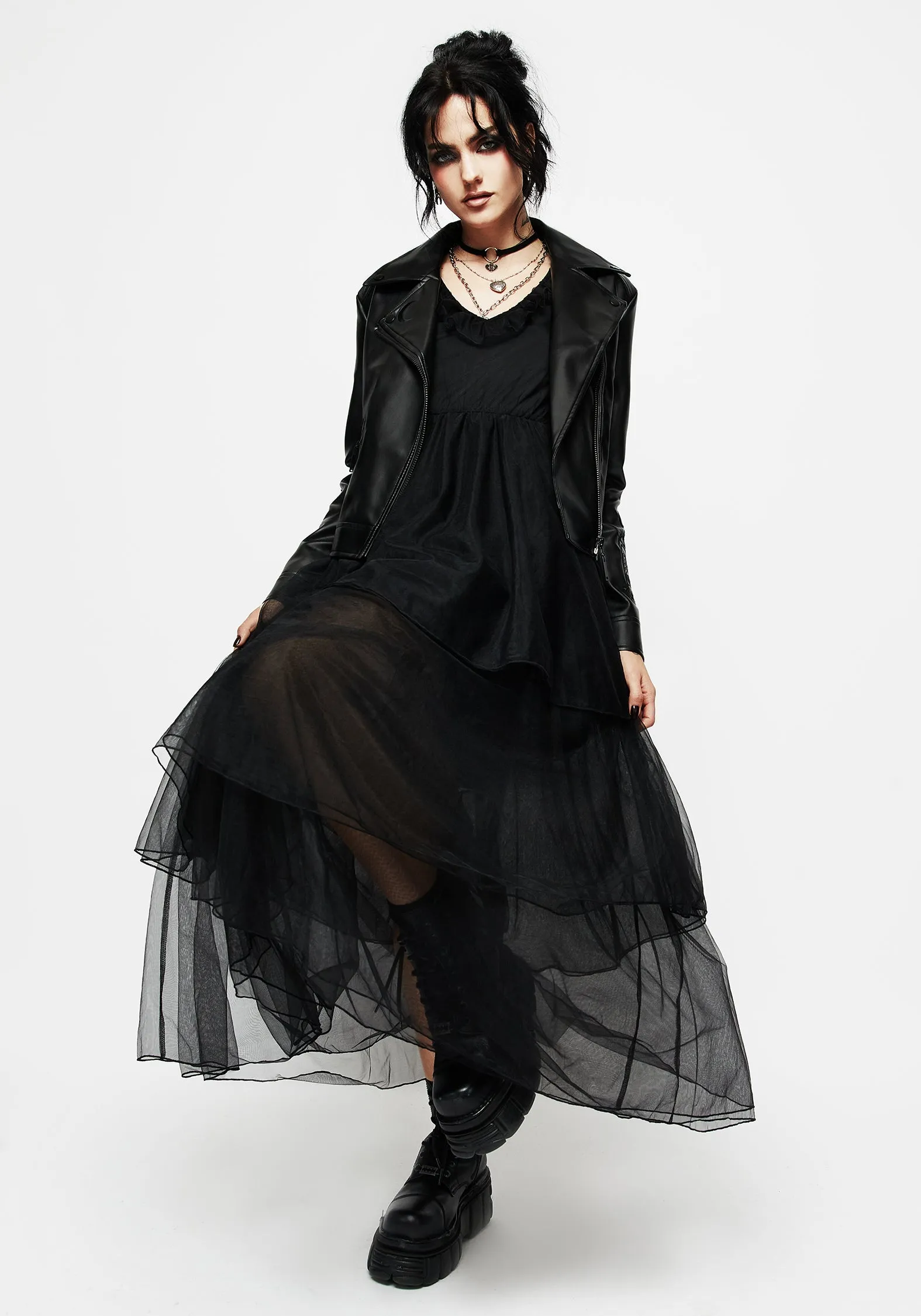 Urban Style Lightweight Opus Layered Tulle Apron Maxi Dress