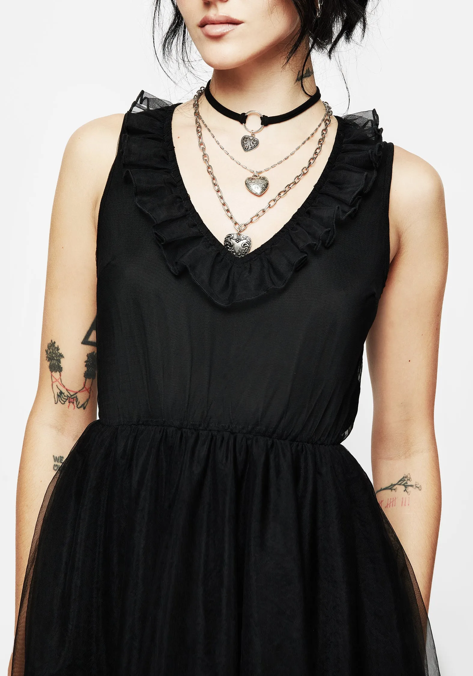 Happy Scent Smile Soft Opus Layered Tulle Apron Maxi Dress