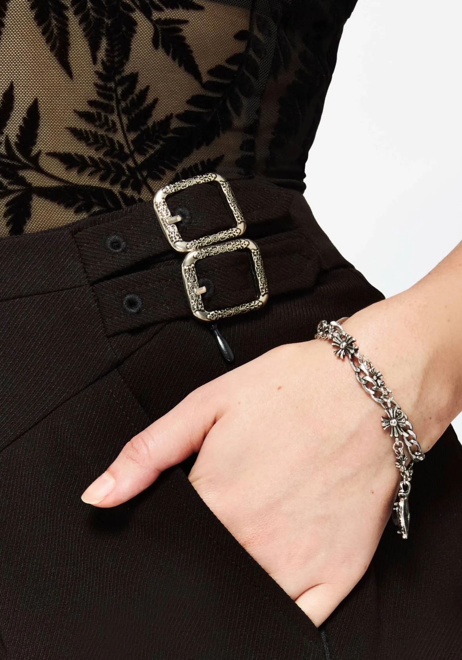 Elegant Look Phoebe Buckle Detail Mini Skirt