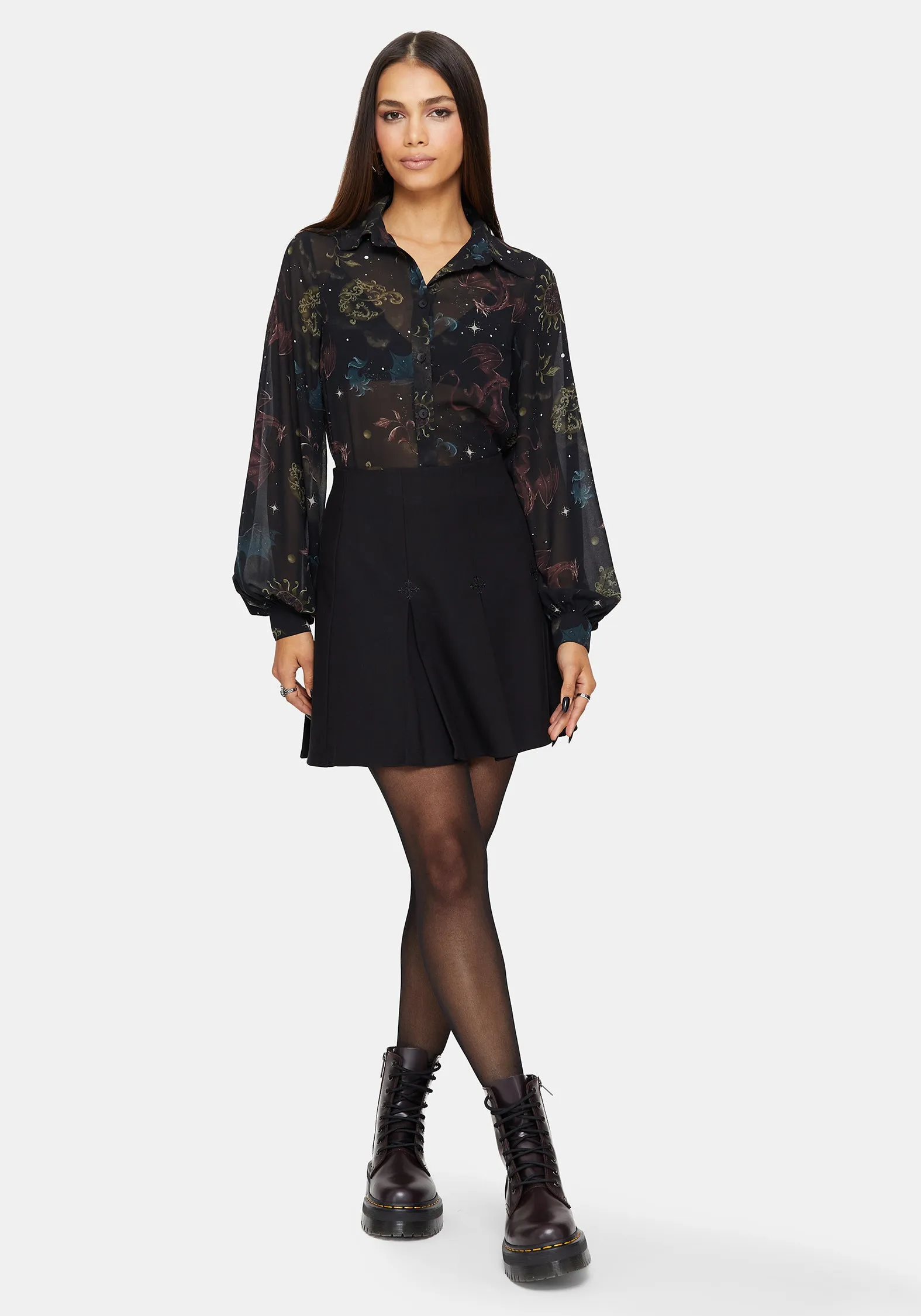 Sporty Top Phoenix Dragon Chiffon Blouse