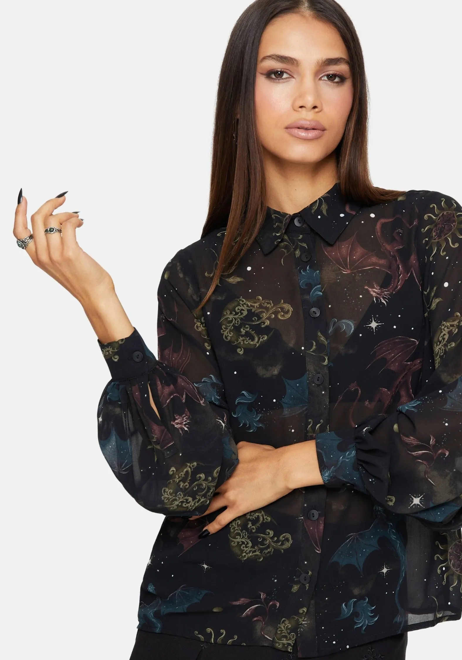 Exclusive Collection Phoenix Dragon Chiffon Blouse