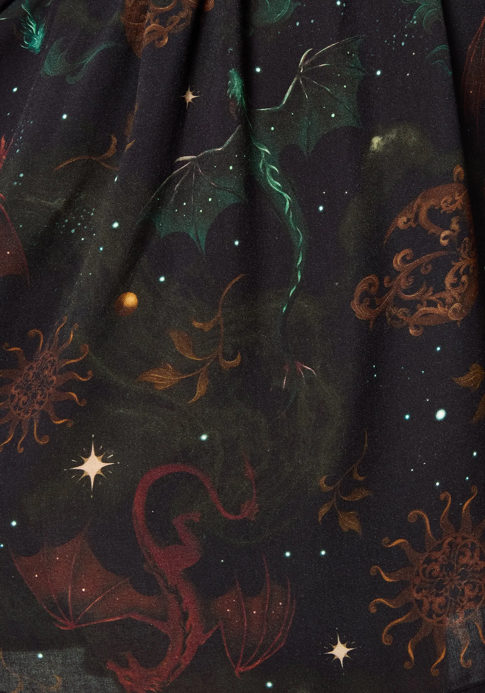 Easy Layering Piece Soft Gradient Phoenix Dragon Printed Mini Shirt Dress