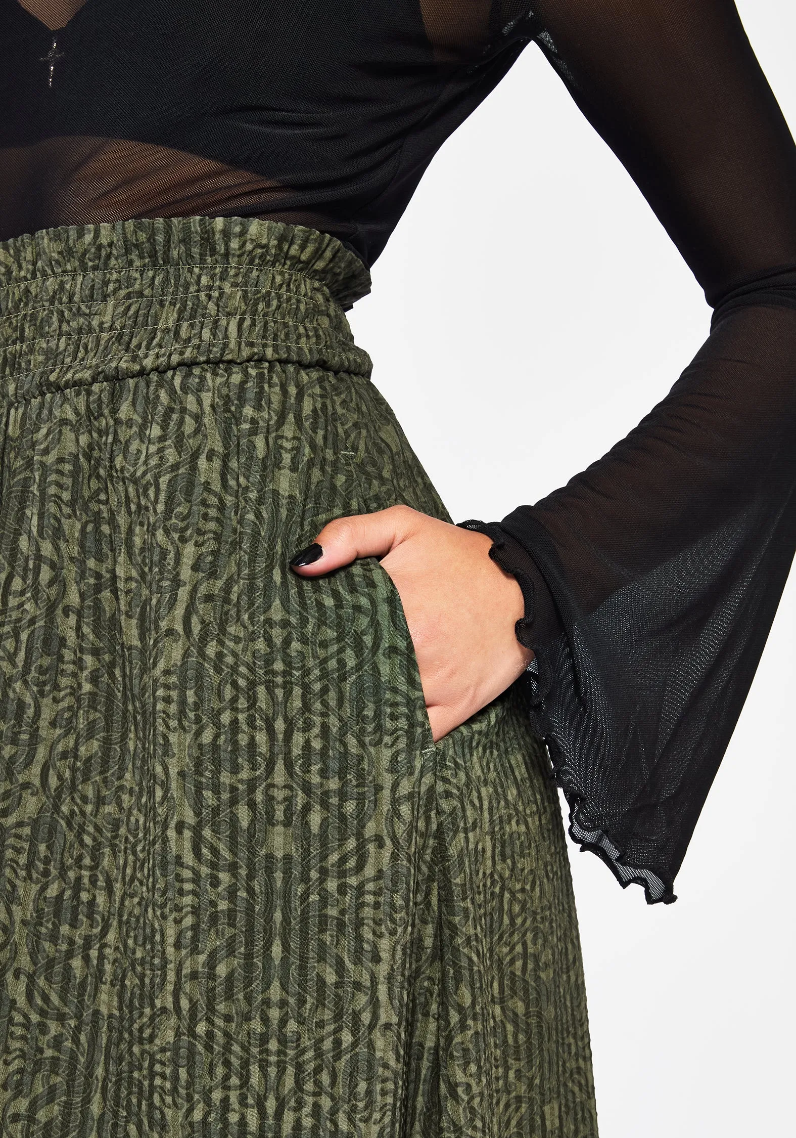 Francesca Dragon Printed Midaxi Skirt Vegan Material Easy Layers