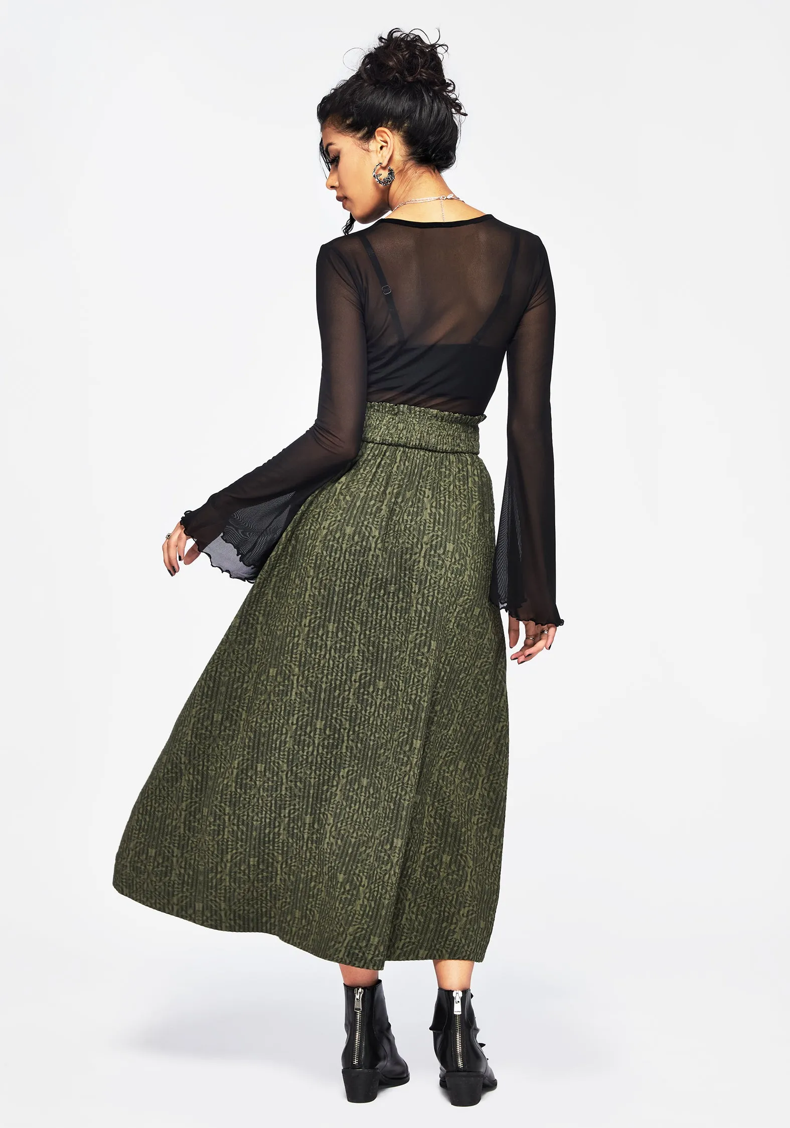 Francesca Dragon Printed Midaxi Skirt Fold Over Design