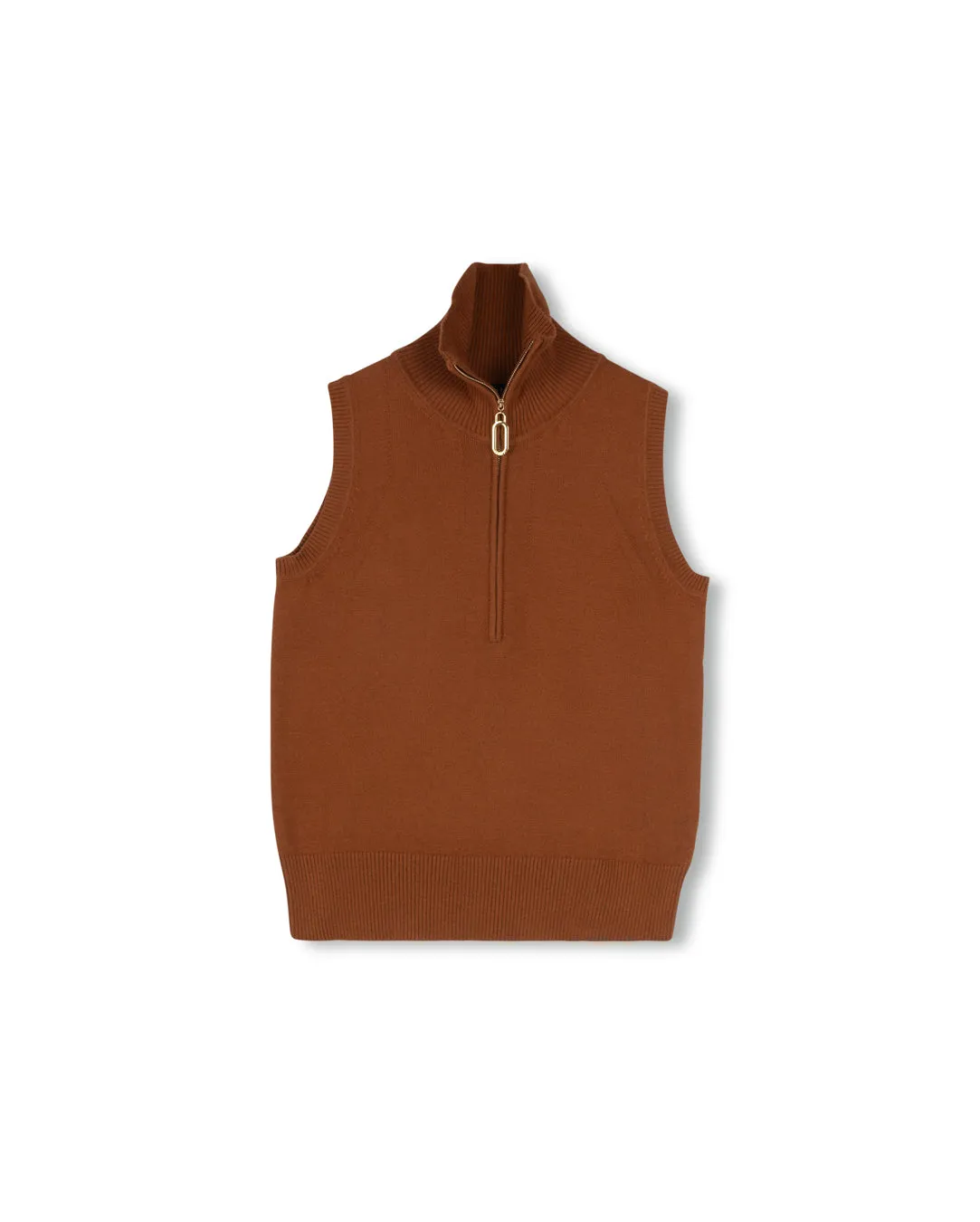 Knit Half Zip Vest Low Profile Silhouette Versatile Top