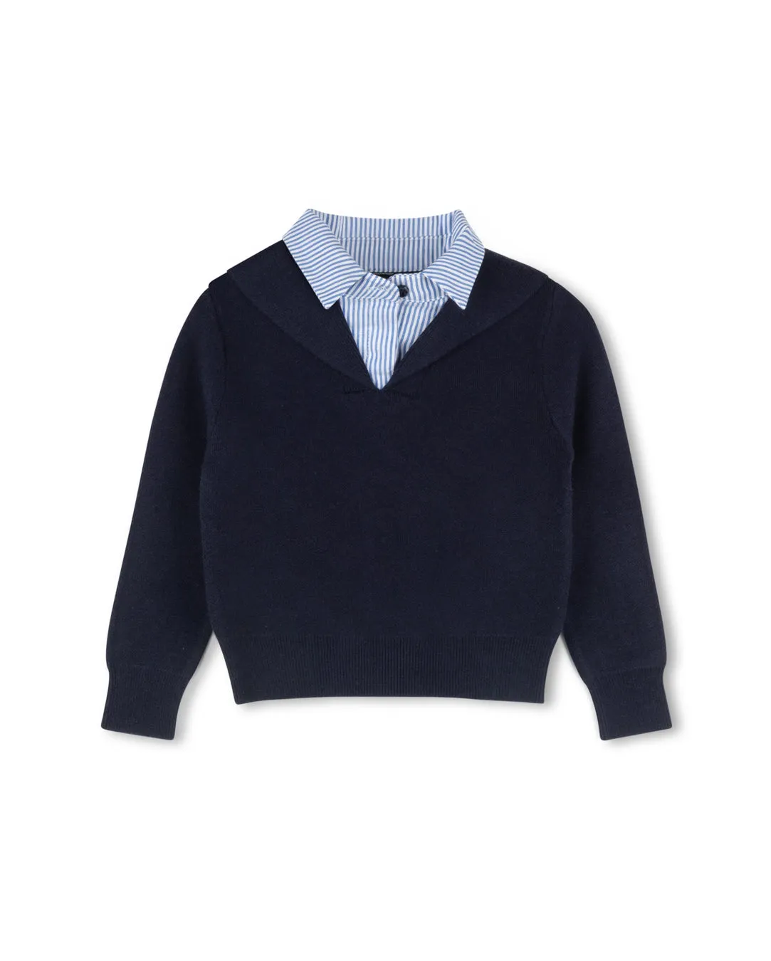 Pinstriped Collared Sweater Snuggly Feel Perfect for Layering