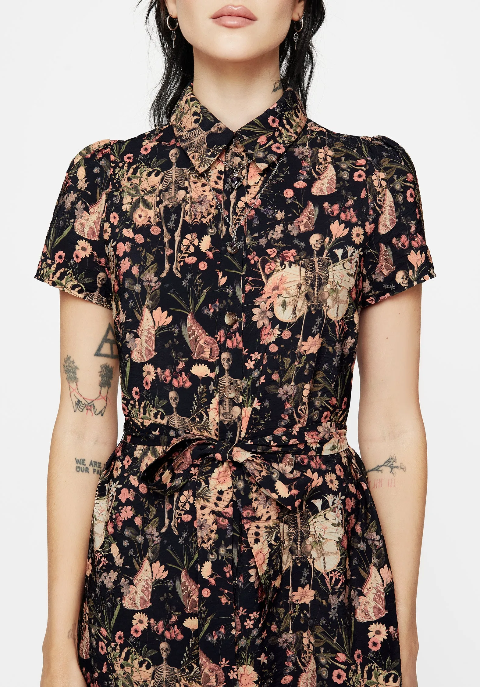 Daily Option Pixie Floral Print Mini Shirt Dress