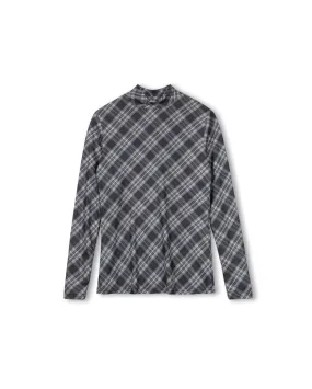 Casual Layering Plaid Mesh Turtleneck