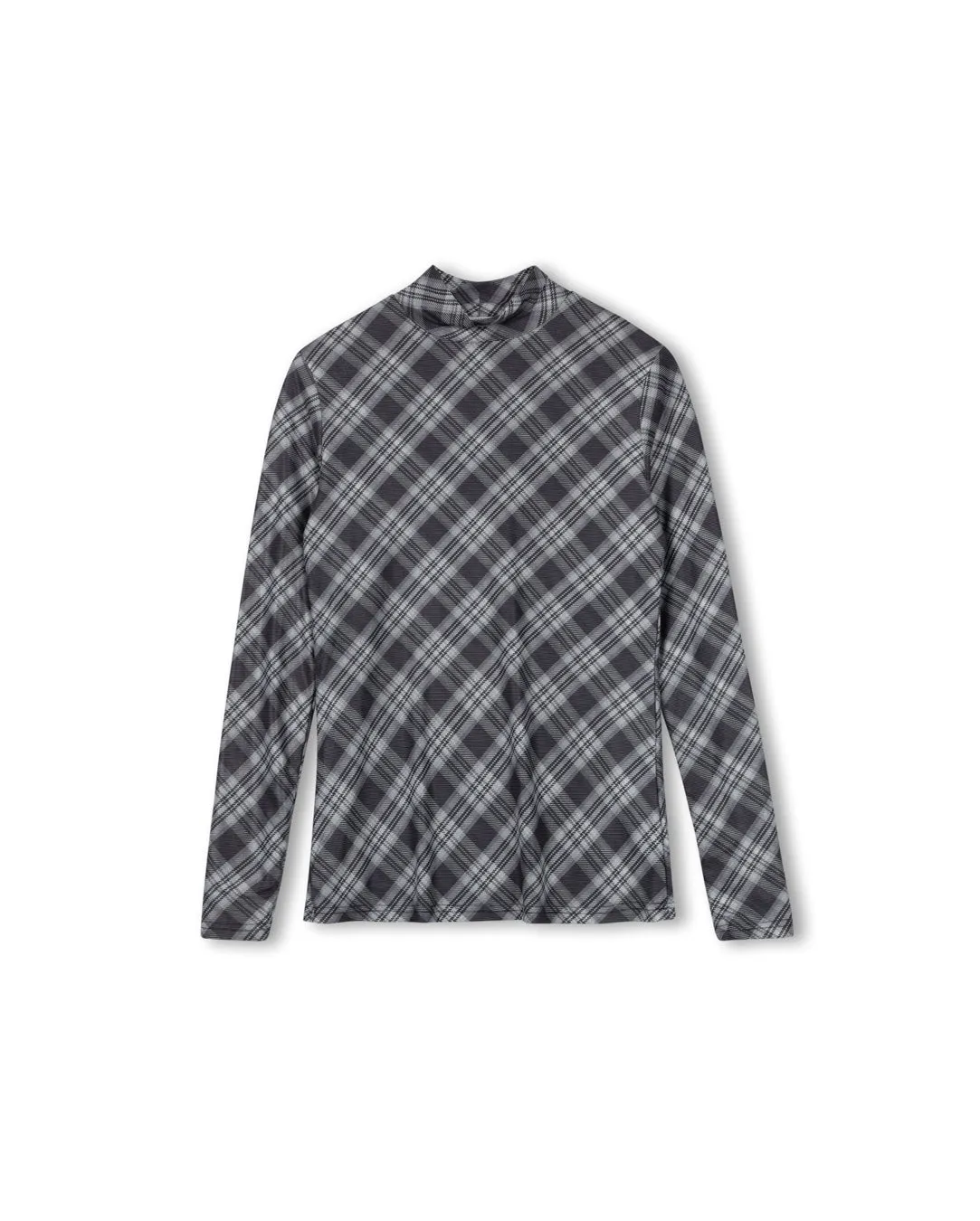 Casual Layering Plaid Mesh Turtleneck