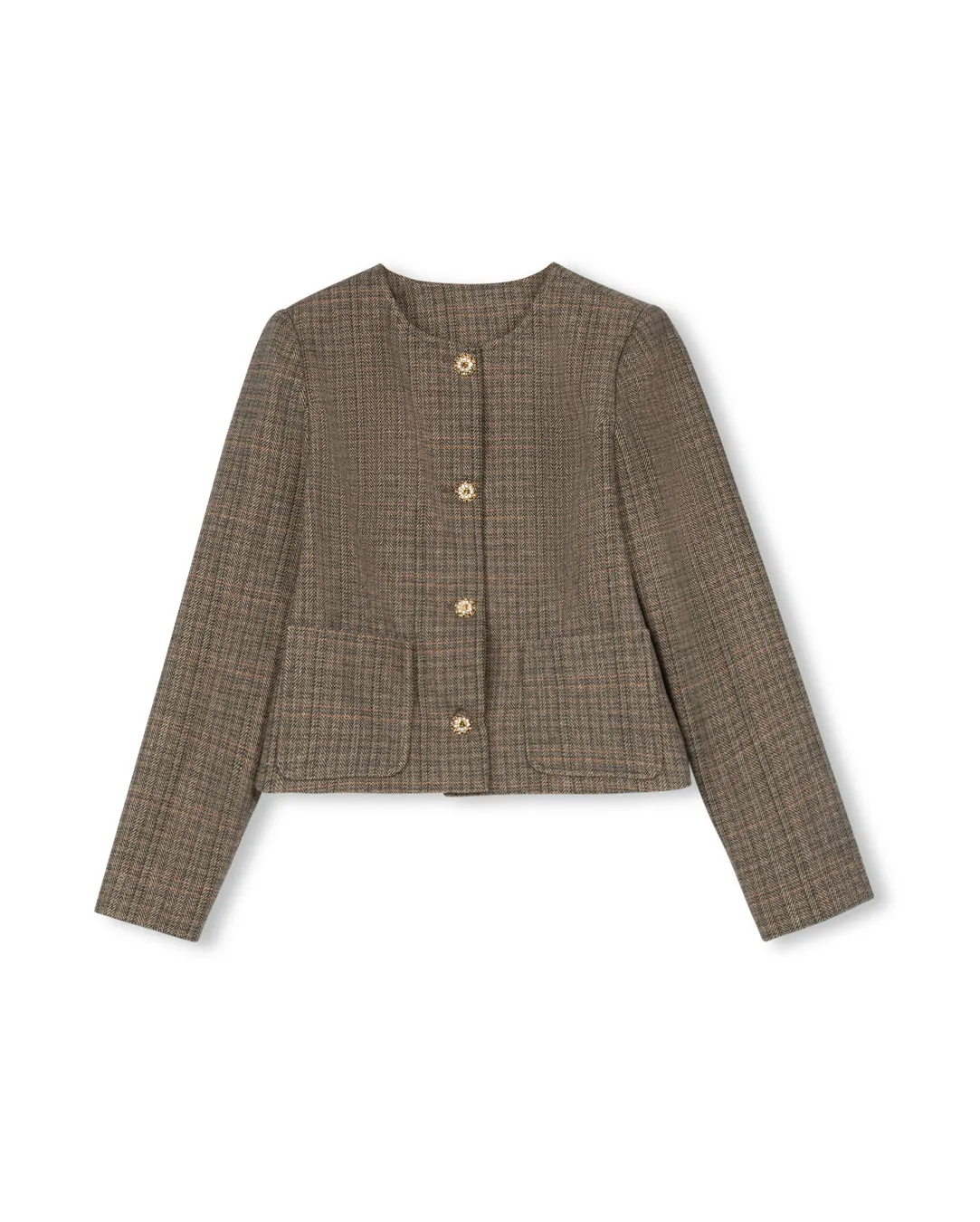 Flexible Daily Fit TemperatureRegulating Fabric Plaid Wool Blazer