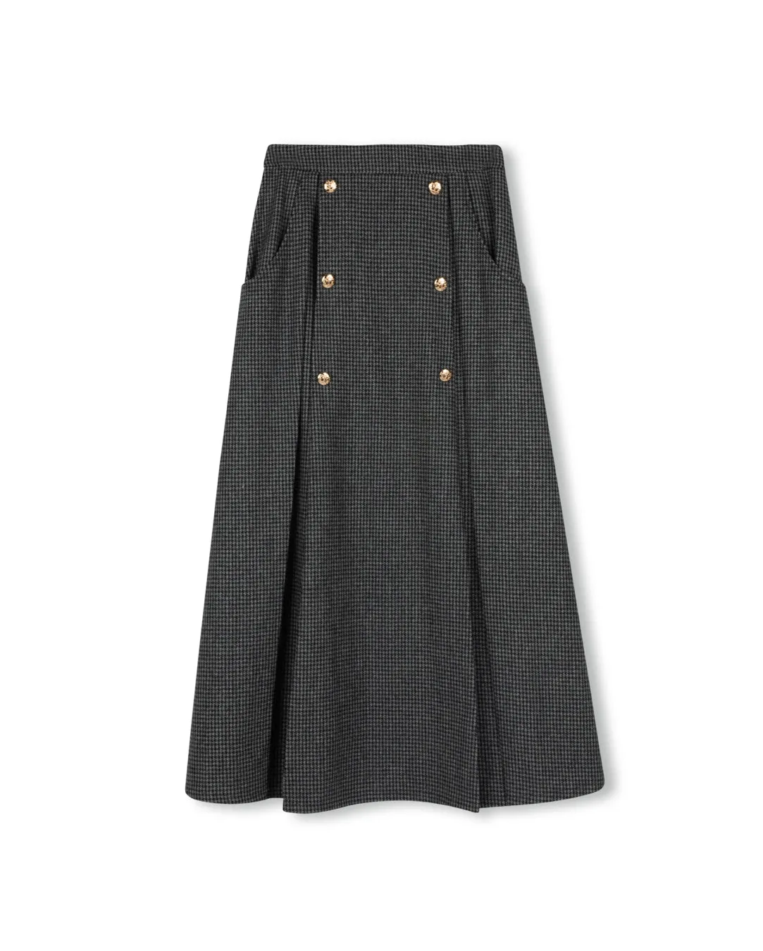 gentle style Plaid Wool Double Pleat Skirt