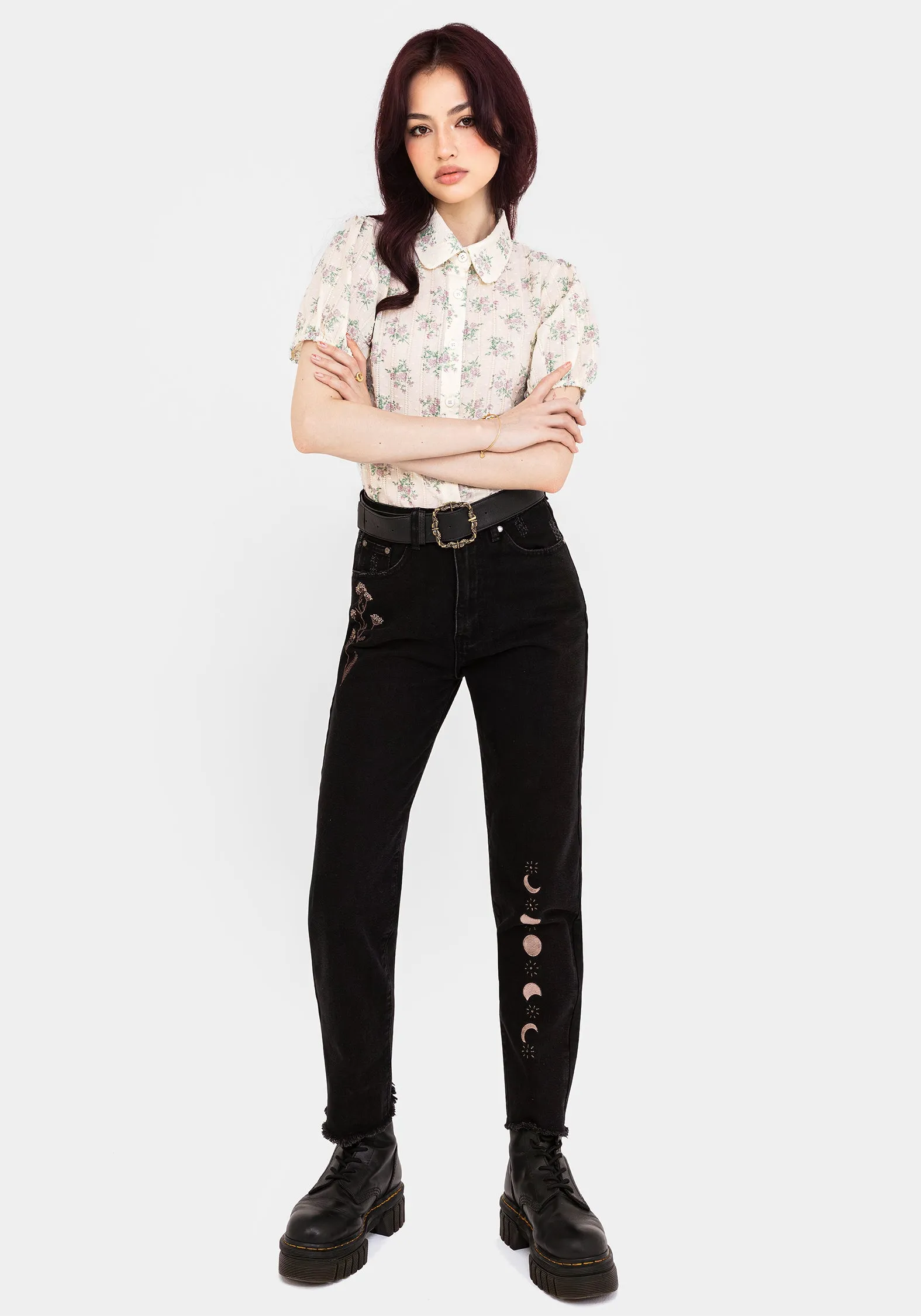 Pleasance Cotton Puff Sleeve Blouse Patterned Texture