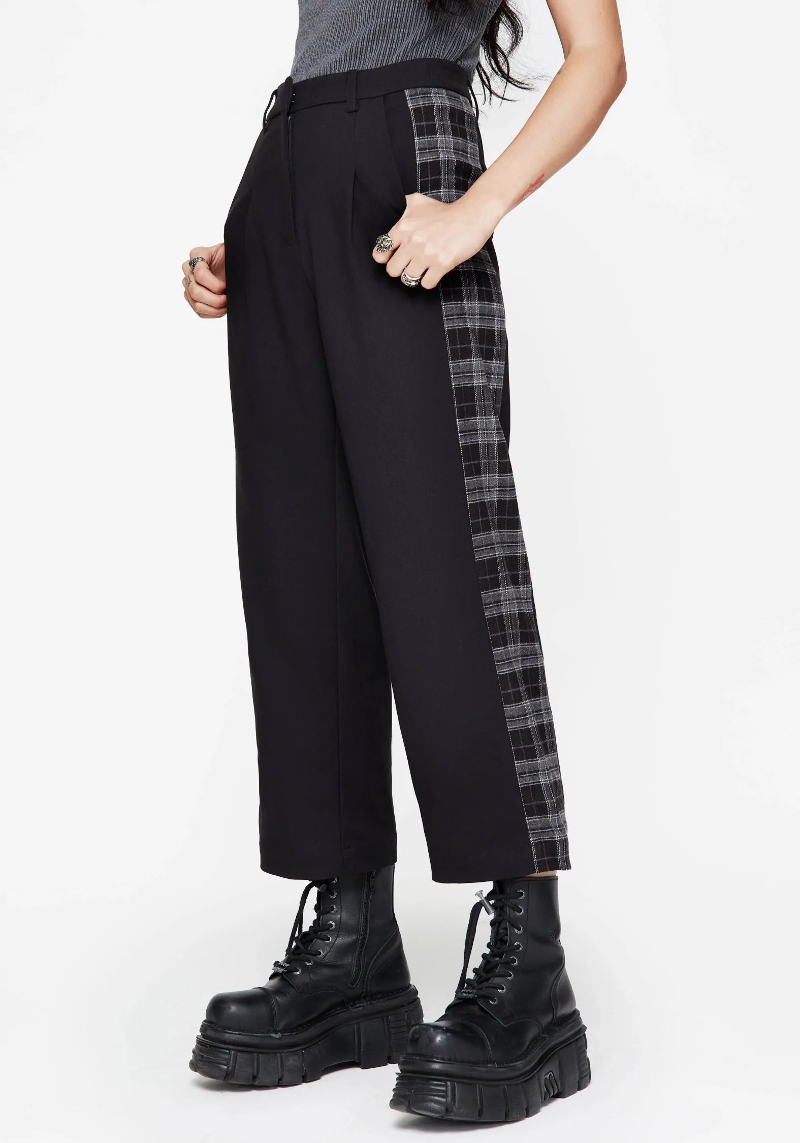 mix and match Fringe Detail Plutone Spliced Check Straight Leg Trouser