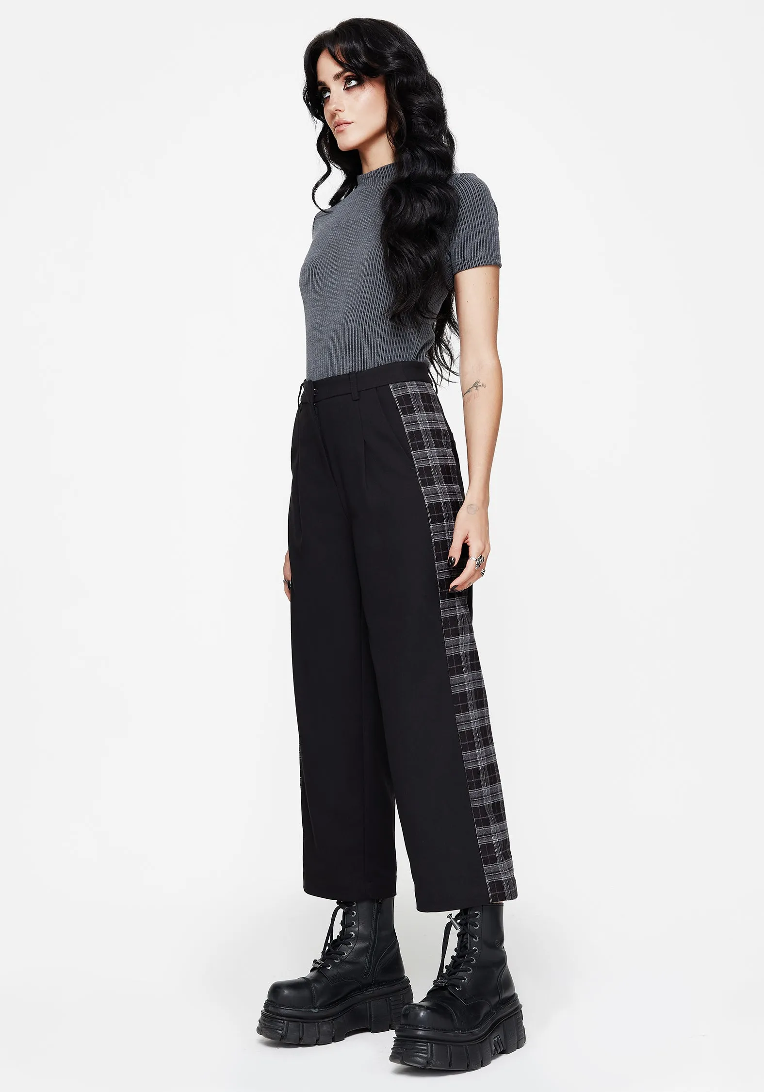 Plutone Spliced Check Straight Leg Trouser Bold Look