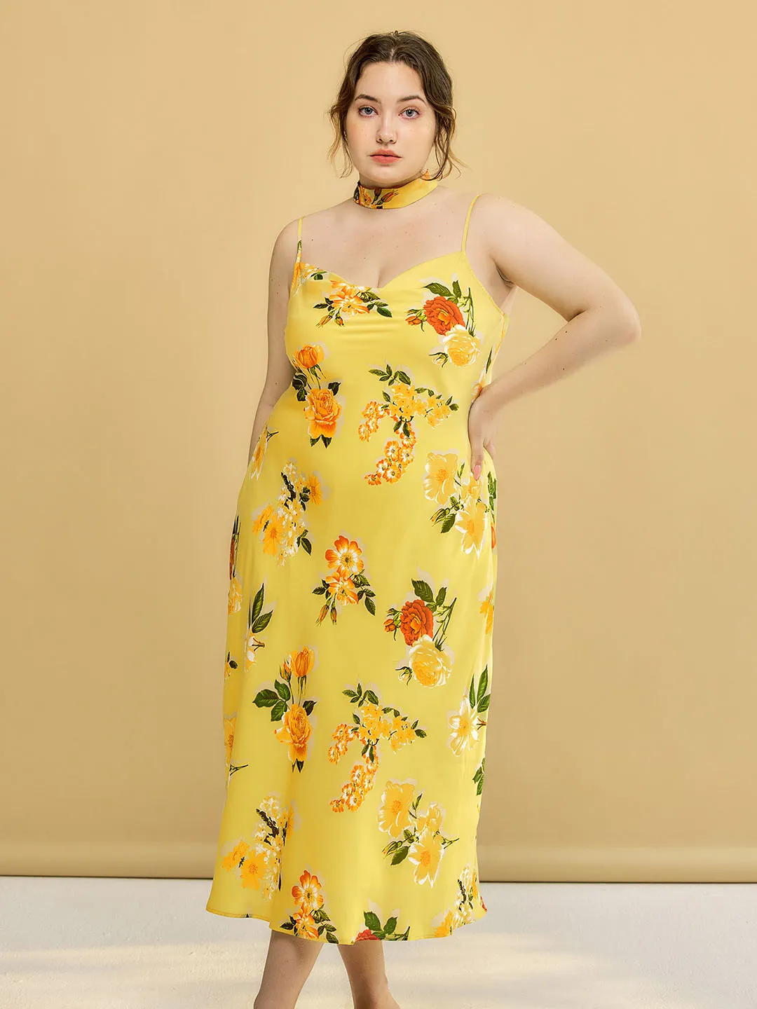 Plus Size Elena Chiffon Dress Asymmetrical hem