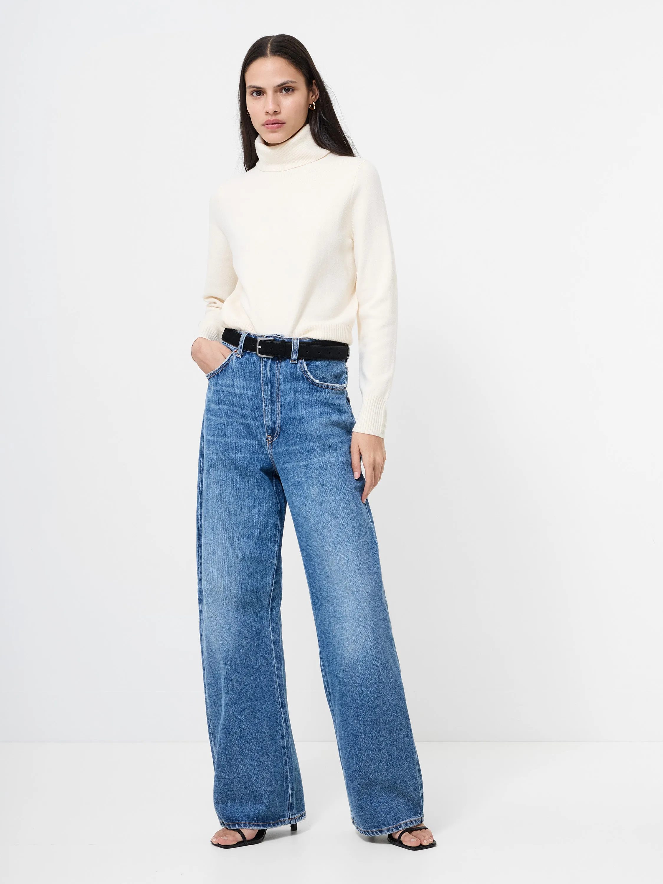 DoubleLayered Hem Technology Babysoft Turtleneck Sweater