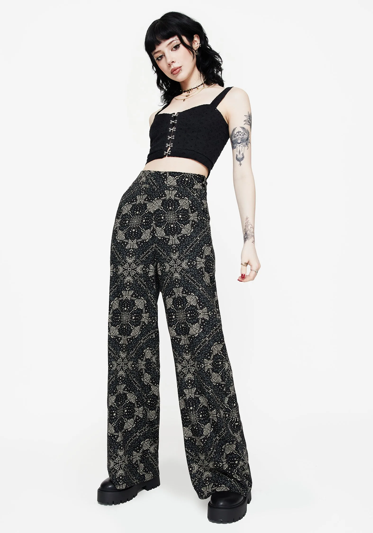 HeatRegulating Poem Moth Print Wide Leg Trousers